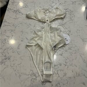NWT Princess Polly Henrietta Bodysuit White Sheer One Piece Size 12
